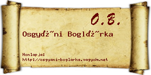 Osgyáni Boglárka névjegykártya